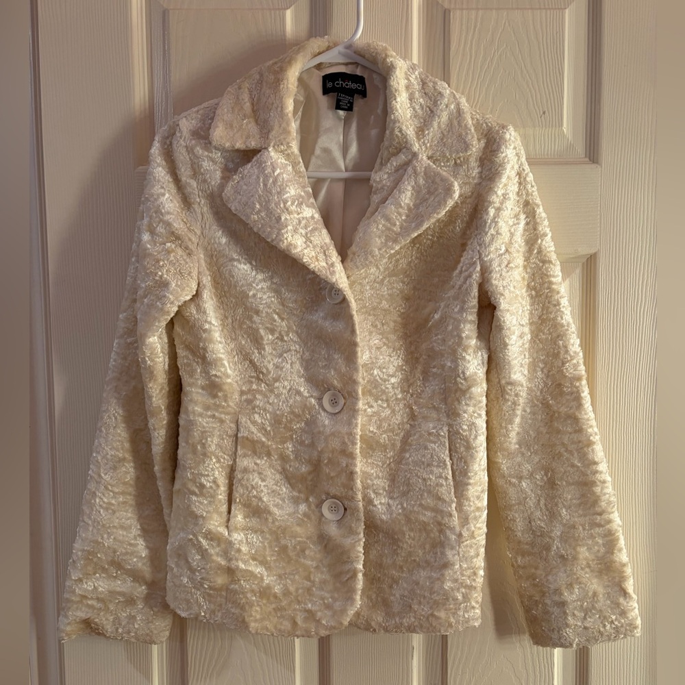 Le Chateau Cream Crushed Velvet Jacket